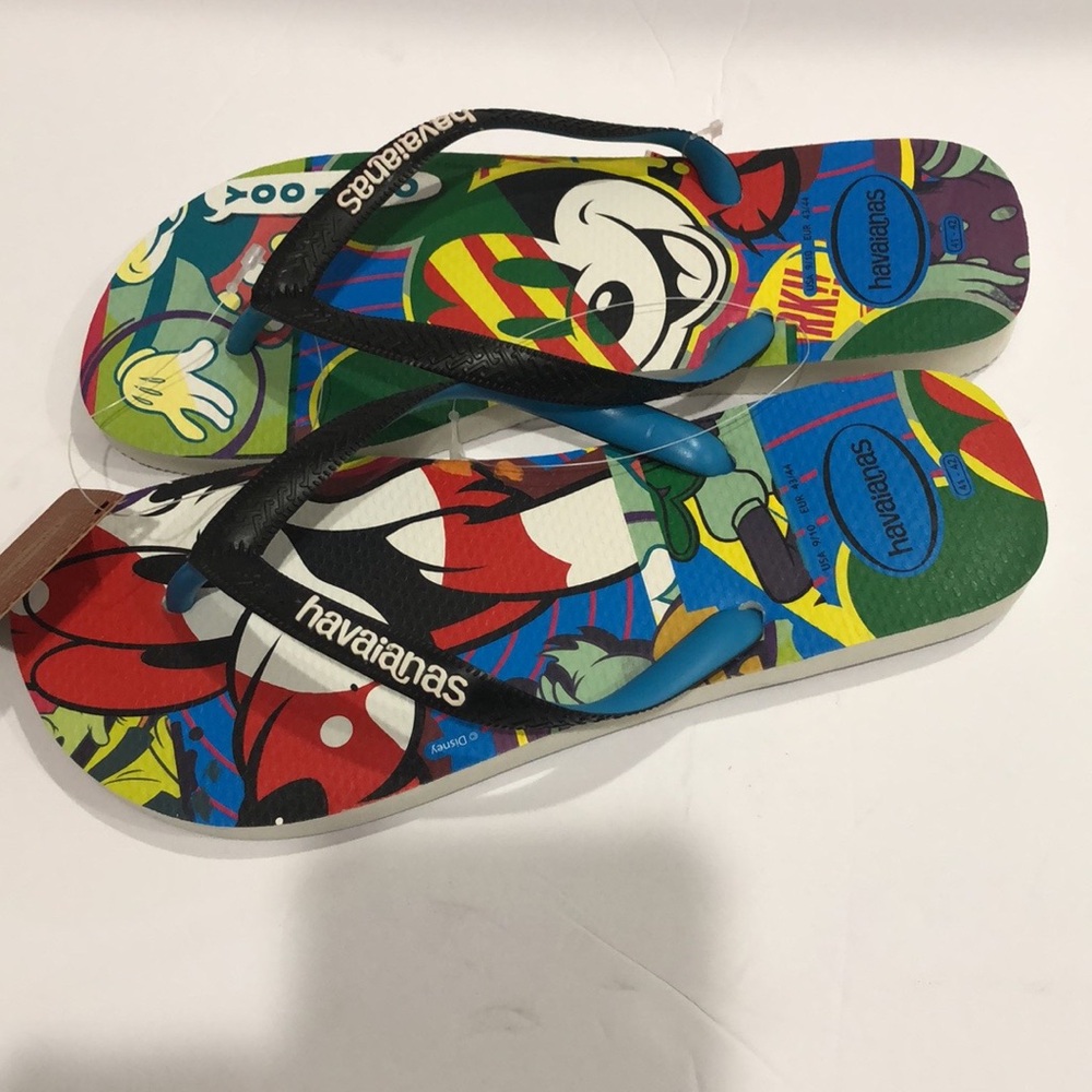 Havaianas Disney Mickey Mouse and Pluto‎ Yoo-Hoo unisex flip flops size 9/10 new